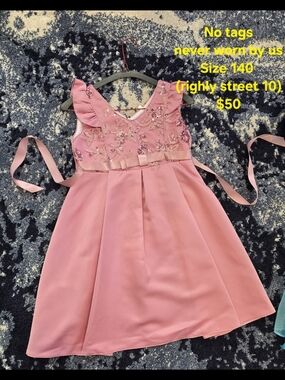 Girls Pink Floral Embroidered Party Dress